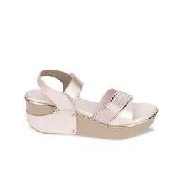 Ozuri Textured Open Toe Backstrap Wedge Heels image 5