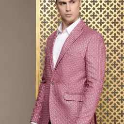Men Self Design Single Breasted Party Blazer-picture-4