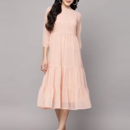 Women Fit and Flare Pink Midi/Calf Length Dress-image-19