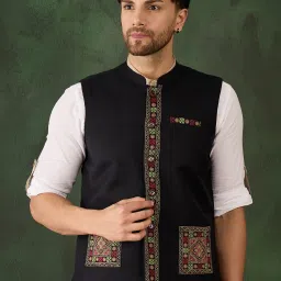 sangria Men Woven Design Nehru Jacket image 5