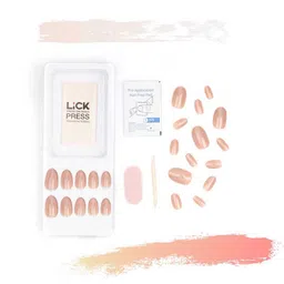 LICK 12 Pcs Oval Artificial Reusable Press On Nail Extension with Application Kit-Nude image 3