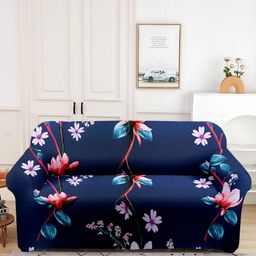 Aura Blue & Purple Printed Double Seater Sofa Cover With Arms-image-54