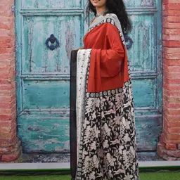 JALTHER Abstract Printed Mulmul Cotton Block Print Saree image 3