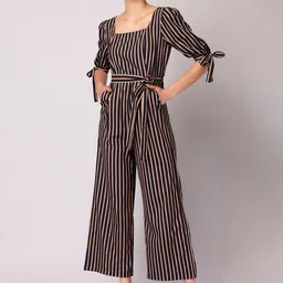 FabAlley Black Striped Basic Jumpsuit-picture-31