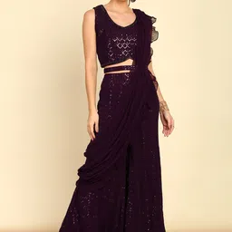 Soch Sequin Embellished Georgette Co-Ords Set With Belt-image-42