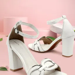 Bruno Manetti White PU Block Sandals-58