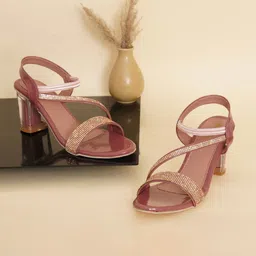 GLAMZKART Block Open Toe Heels-16
