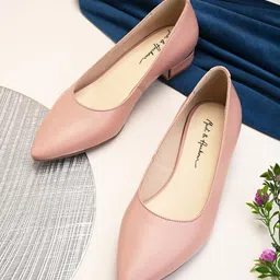 Mast & Harbour Pink Pointed Toe Block Heel Pumps image 5