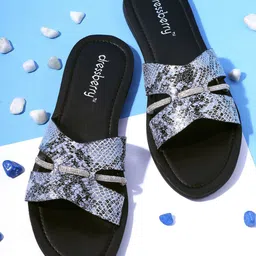 DressBerry Women Printed Open Toe Flats with Bows-12