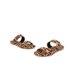 stylzrepublic Leopard Print Suede Double Strap Open Toe Flats-16