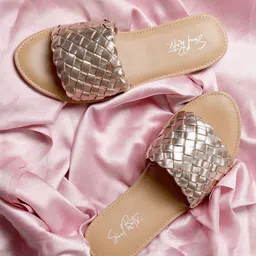 Soul Roots Textured Open Toe Slip-On Flats-picture-27
