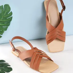 Truffle Collection Strappy Open Toe Flats-82