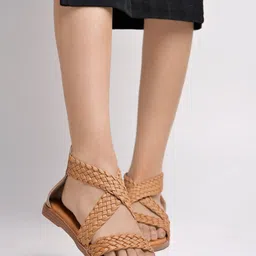 Shoetopia Textured Open Toe Flats-21