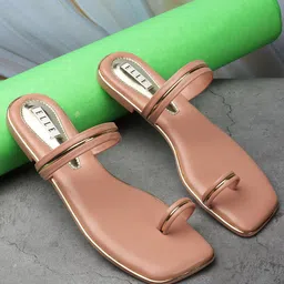 ELLE Striped One Toe Flats-16