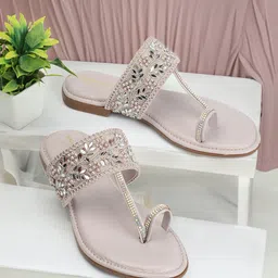 madam glorious Embellished One Toe Flats-57