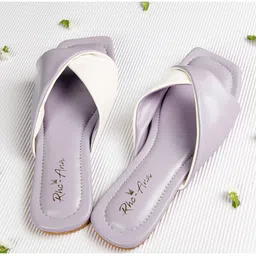 Rhe-Ana Women Purple Printed Party Open Toe Flats with Bows-image-94