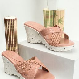 DressBerry Textured Open Toe Wedge Heels-10