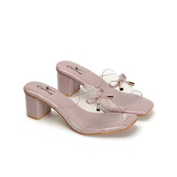 CHINRAAG Party Block Peep Toes with Bows-1