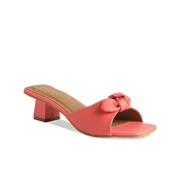 ERIDANI Peach-Coloured Block Mules with Bows image 1