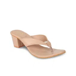 PANAHI Beige Solid Block Heels image 4