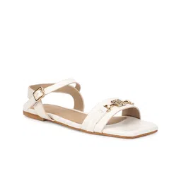 Truffle Collection Embellished Backstrap Open Toe Flats image 2