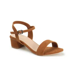 DressBerry Tan Open Toe Block Heels image 3