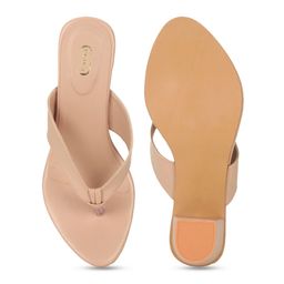 PANAHI Beige Solid Block Heels image 3