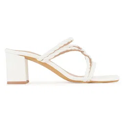 HEELSNFEELS Textured Strappy Open Toe Block Heels image 4