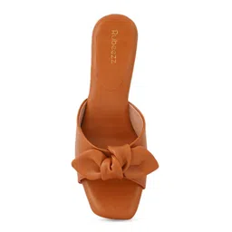 Rubeezz Tan Party Block Sandals with Bows image 4
