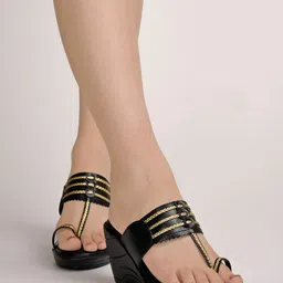 Shoetopia Embellished Wedge One Toes Heels-26