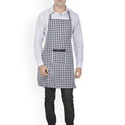 SWITCHON Black & White Checked Cotton Apron With Cap-27