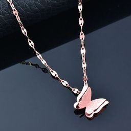 Yellow Chimes Rose Gold-Plated Butterfly Pendant With Chain-57