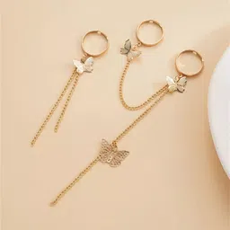 Pinapes Set Of 3 Gold-Plated Butterfly Adjustable Chain Linked Finger Ring image 3