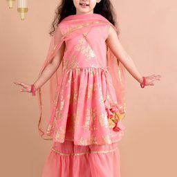 pspeaches Girls Ethnic Motifs Printed Empire Kurta with Churidar & With Dupatta-picture-10