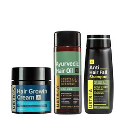 Ustraa Men Ayurvedic Hair Oil Anti-Hair Fall Shampoo & Hair Growth Cream-60