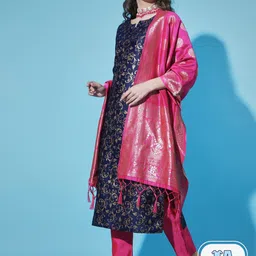 PPTOSS Ethnic Motifs Woven Design Kurta with Trousers & With Dupatta image 1