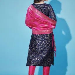 PPTOSS Ethnic Motifs Woven Design Kurta with Trousers & With Dupatta image 4