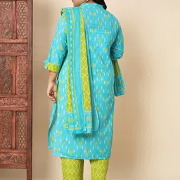 Vbuyz Plus Size Ethnic Motifs Printed Regular Thread Work Kurta & Trousers With Dupatta image 5