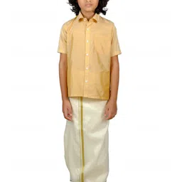 Sethukrishna Boys Beige & White Shirt & Dhoti Set-picture-34