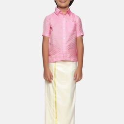 Sethukrishna Boys Pink & Off White Shirt with Dhoti-picture-10
