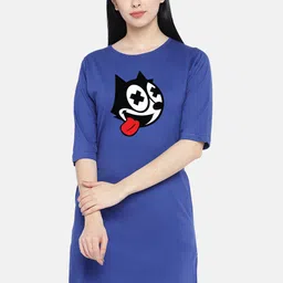 STATUS MANTRA Graphic Print Pure Cotton T-shirt Dress-image-18
