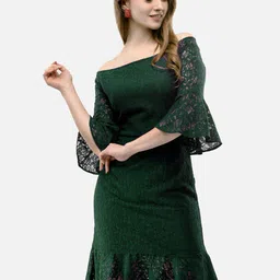 V&M Self Design Bell Sleeves Cotton Sheath Dress-image-20