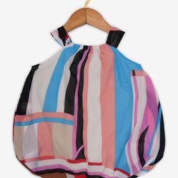 Creative Kids Girl Pink & Blue Printed Polyester Rompers-picture-1
