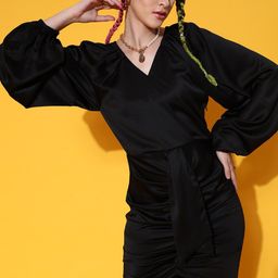 STREET 9 Women Stunning Black Solid Dress-image-86