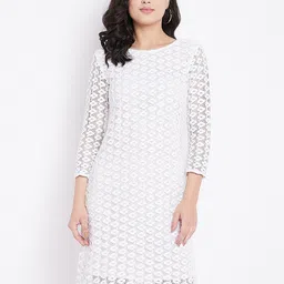Ruhaans Woman White Net Sheath Dress-image-48