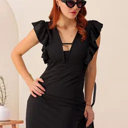 Freehand by The Indian Garage Co Flutter Sleeve Sheath Dress-image-41