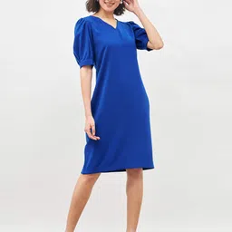 SALT ATTIRE V-Neck Puff Sleeve Sheath Dress-picture-19