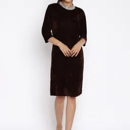 Mayra Brown Velvet Sheath Dress-image-20