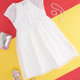 Pantaloons Junior Kids-Girls Floral Embroidered Fit and Flare Dress-picture-23