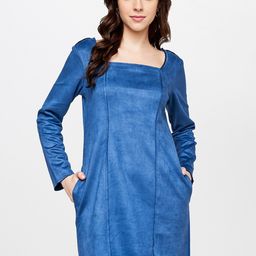 AND Teal Blue Solid Sheath Dress-49